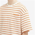 YMC Men's Tripe Stripe T-Shirt in Ecru Stripe