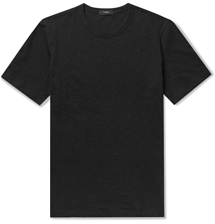 Photo: Theory - Essential Slub Cotton-Jersey T-Shirt - Black