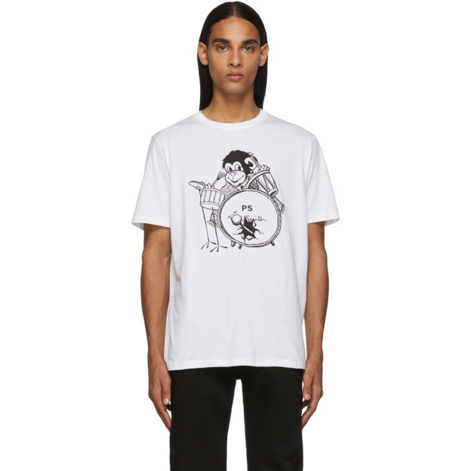 Photo: PS by Paul Smith White Monkey Drum T-Shirt