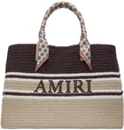 AMIRI Brown Woven Stripe Raffia Tote