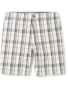 MR P. - Checked Cotton and Linen-Blend Golf Shorts - Blue - UK/US 28