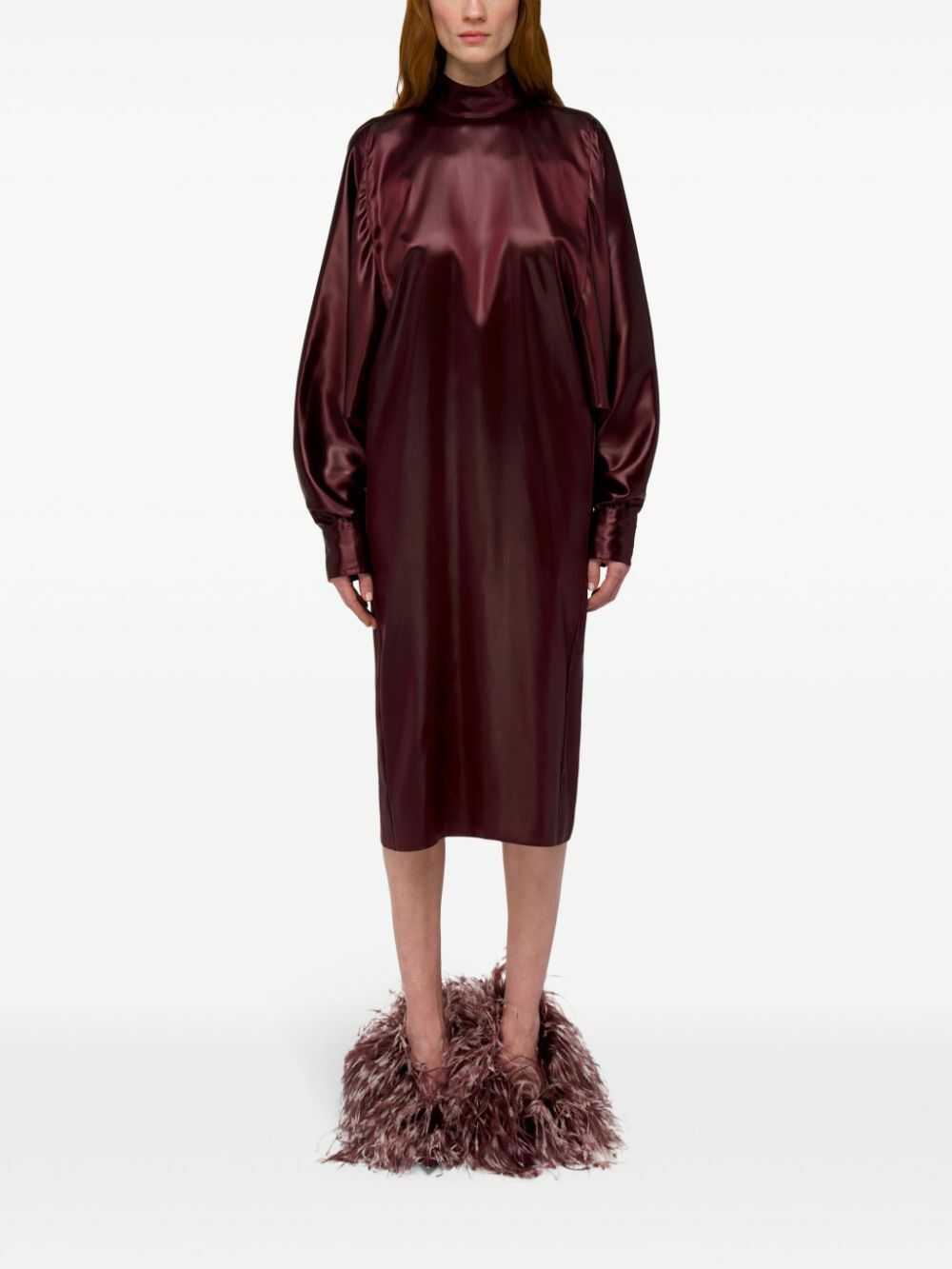 Ferragamo Satin High-Neck Midi Dress Salvatore Ferragamo