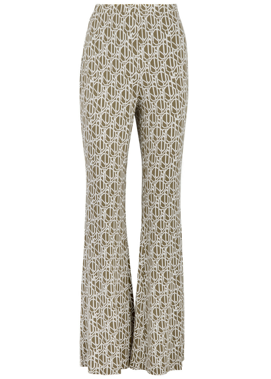 Diane Von Furstenberg Brooklyn Printed Jersey Trousers Khaki
