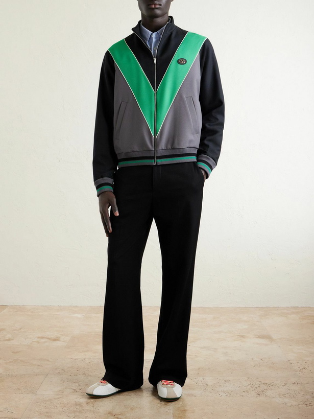 Photo: Valentino Garavani - Logo-Appliquéd Jersey Track Jacket - Black