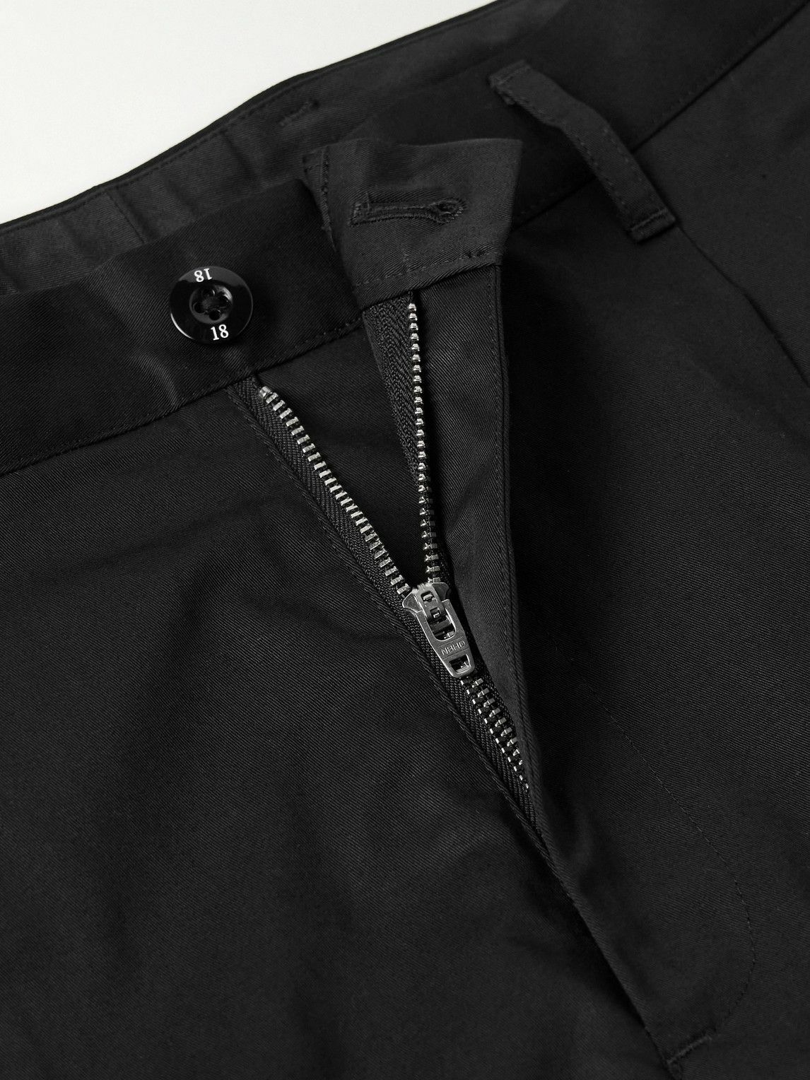 Neighborhood - Tapered Pleated Cotton and Linen-Blend Twill Trousers - Black