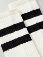 Neighborhood - Three-Pack Striped Ribbed Cotton-Blend Socks