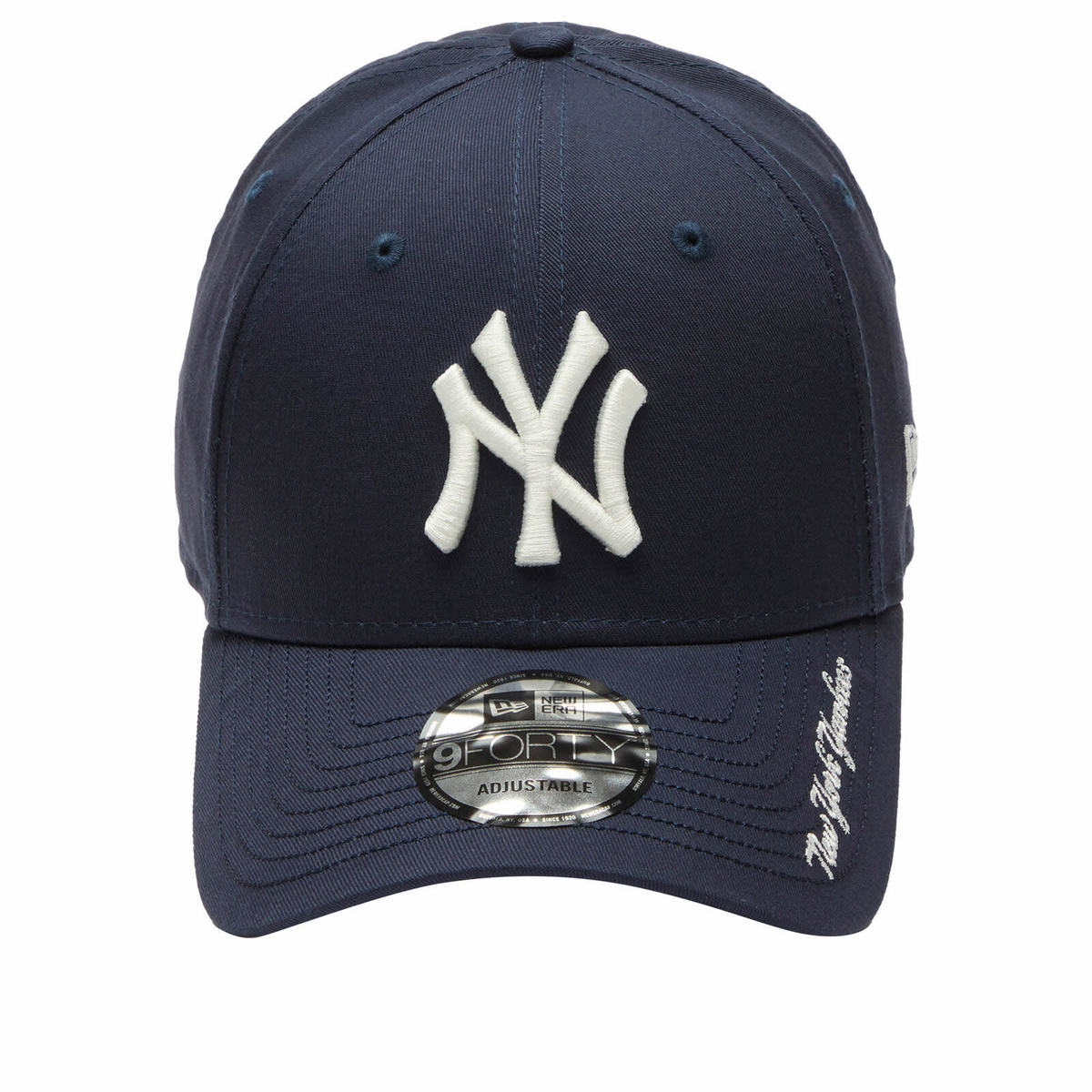 New Era New York Yankees Visor Script 9Forty Cap in Navy 
