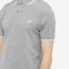 Fred Perry Authentic Men's Slim Fit Twin Tipped Polo Shirt in Steel Marl/White