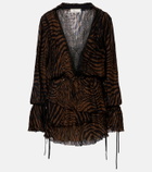Blumarine Zebra-print chiffon mini dress