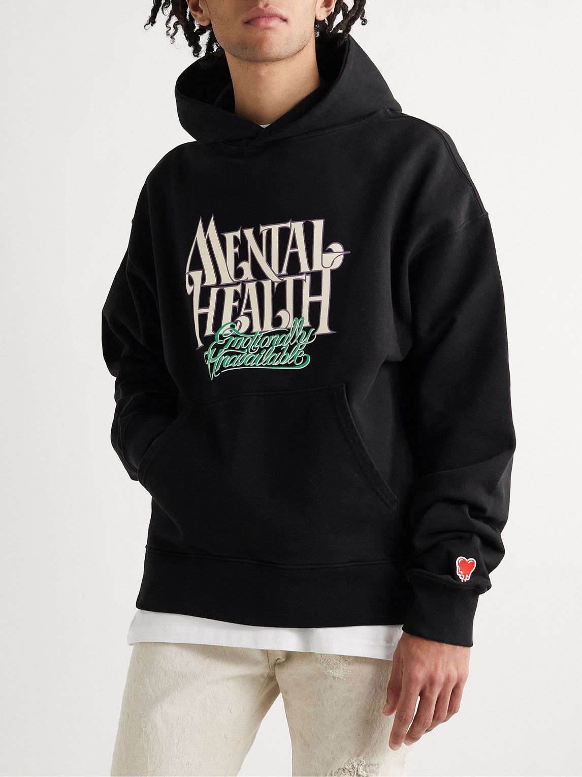 Emotionally Unavailable - Emotionally Unavailable Printed Cotton-Jersey Hoodie - Black
