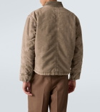 Maison Margiela Corduroy-trimmed distressed denim jacket