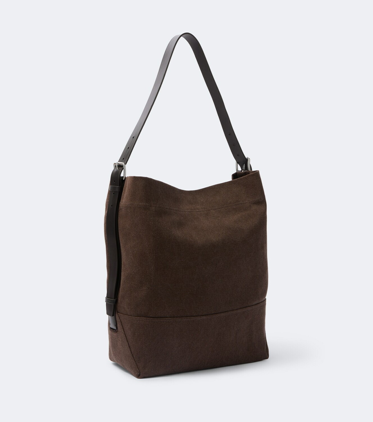Lemaire Belted leather-trimmed canvas tote bag