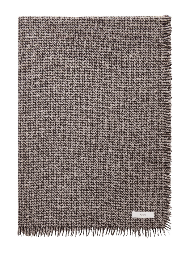 Photo: ATON - Logo-Appliquéd Fringed Cashmere-Bouclé Scarf - Brown