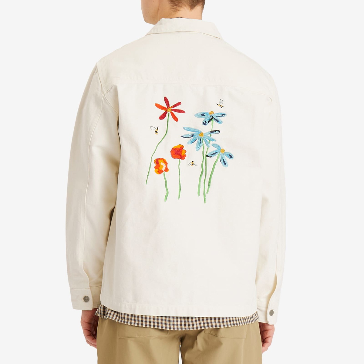 Foret Men's Rowan Embroidery Canvas Overshirt in Cloud