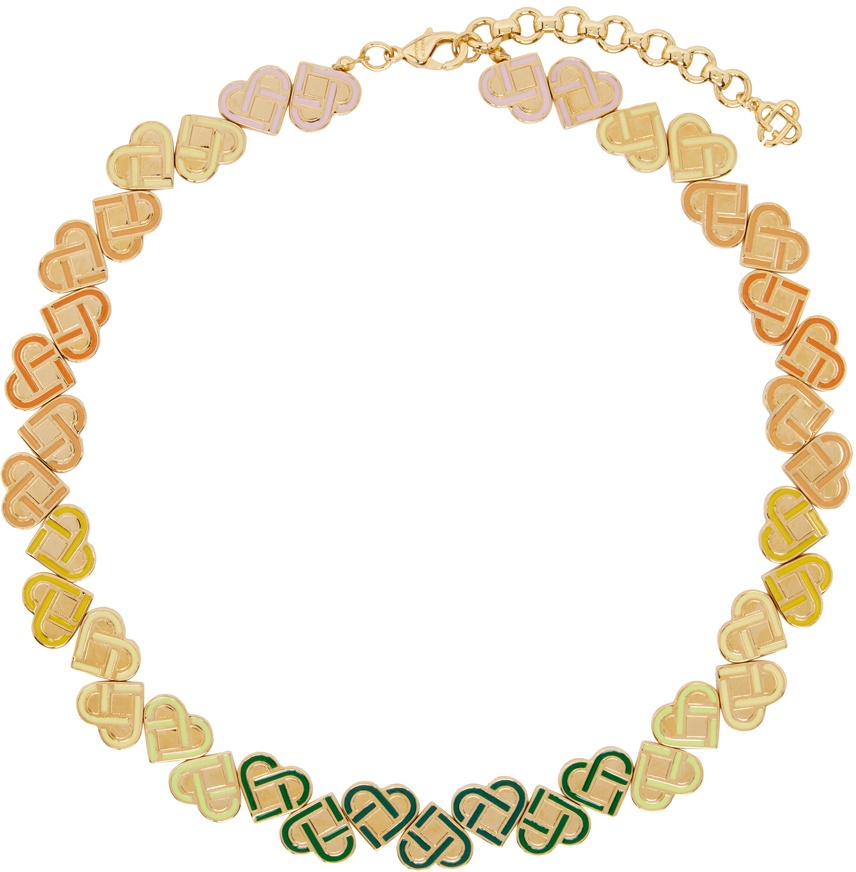 Photo: Casablanca Gold & Multicolor Heart Monogram Necklace