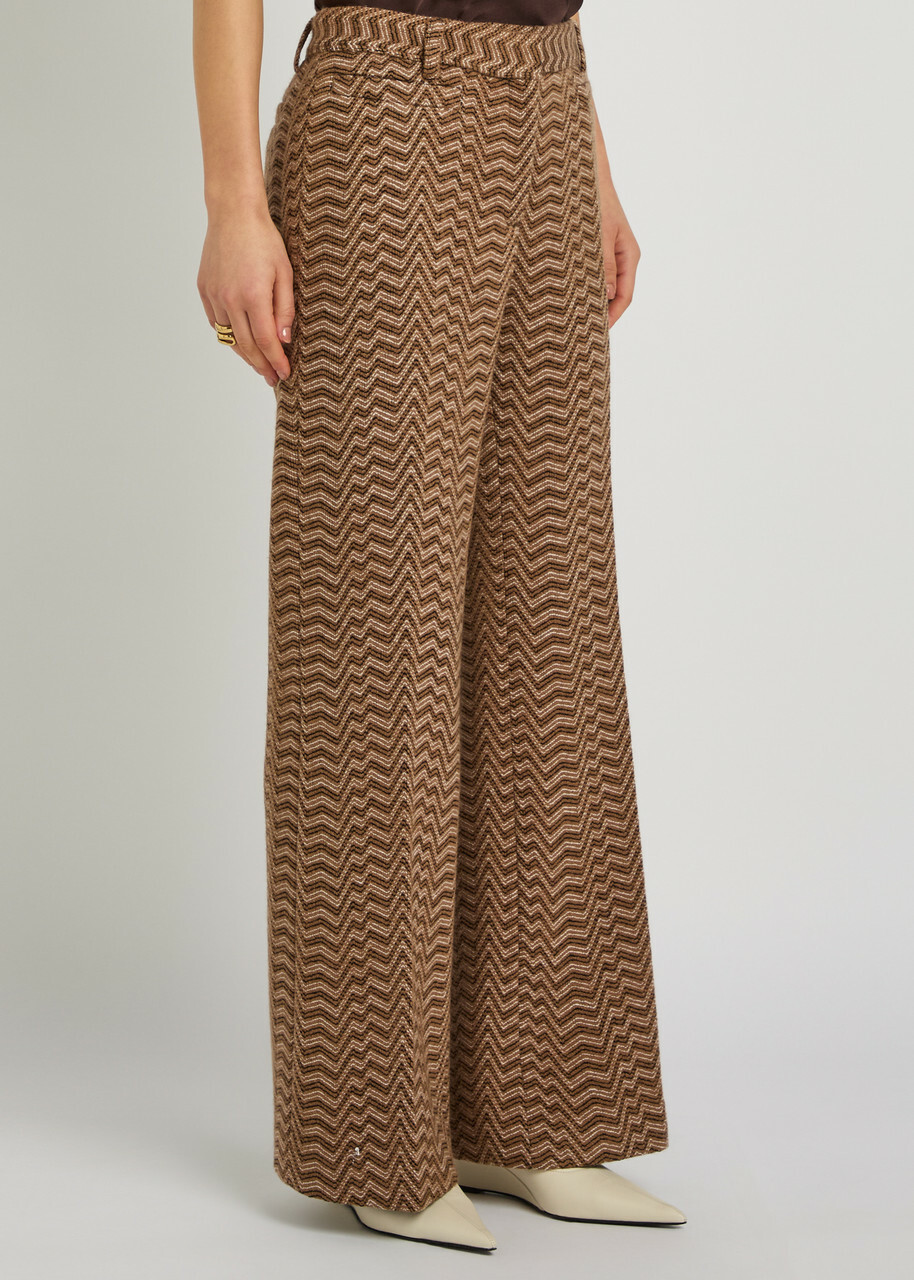 Missoni Chevron Wide-leg Wool-blend Trousers Camel