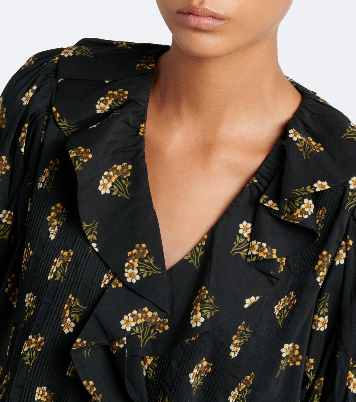 Dôen Henri floral ruffled cotton-blend blouse