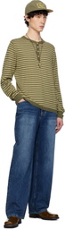 AFTER PRAY Khaki Stripe Knit Henley