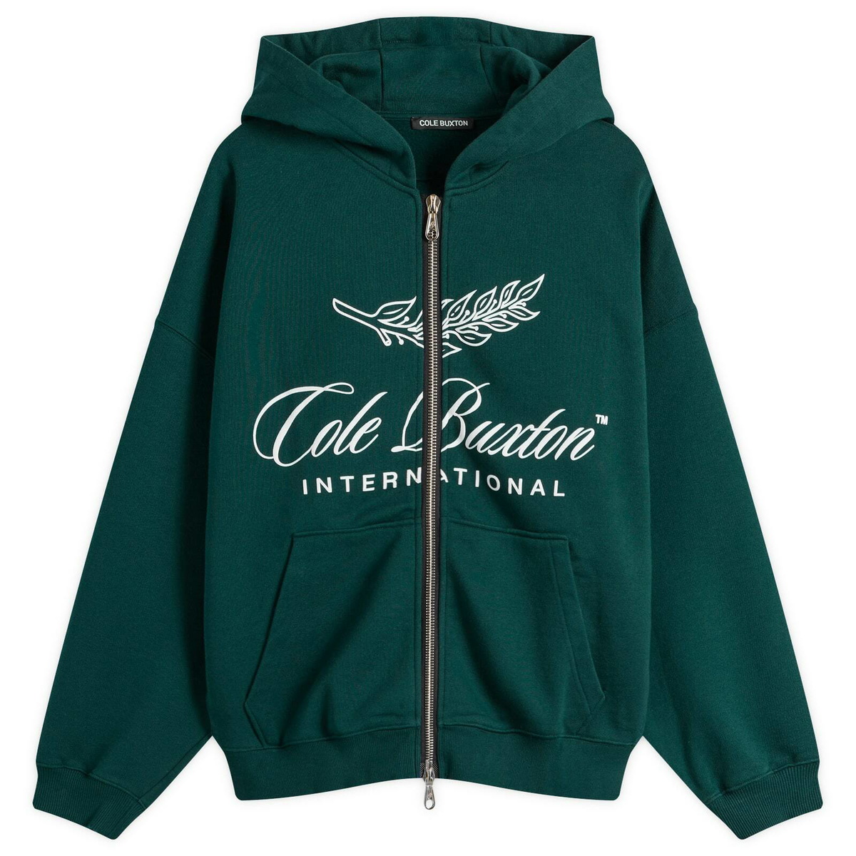 Cole Buxton Men's International Zipped Hoodie in Forest Green