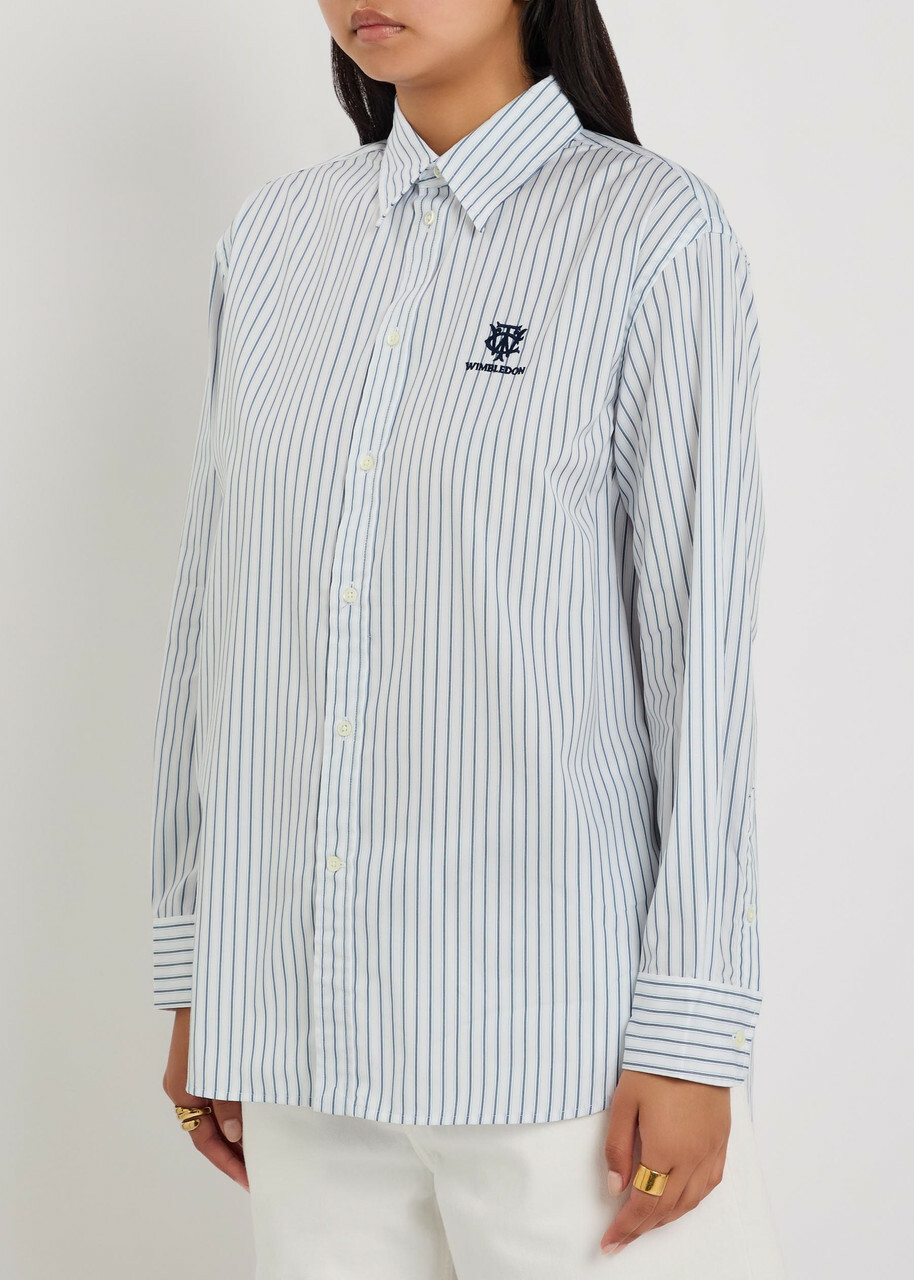 Polo Ralph Lauren Striped Embroidered Cotton Shirt White