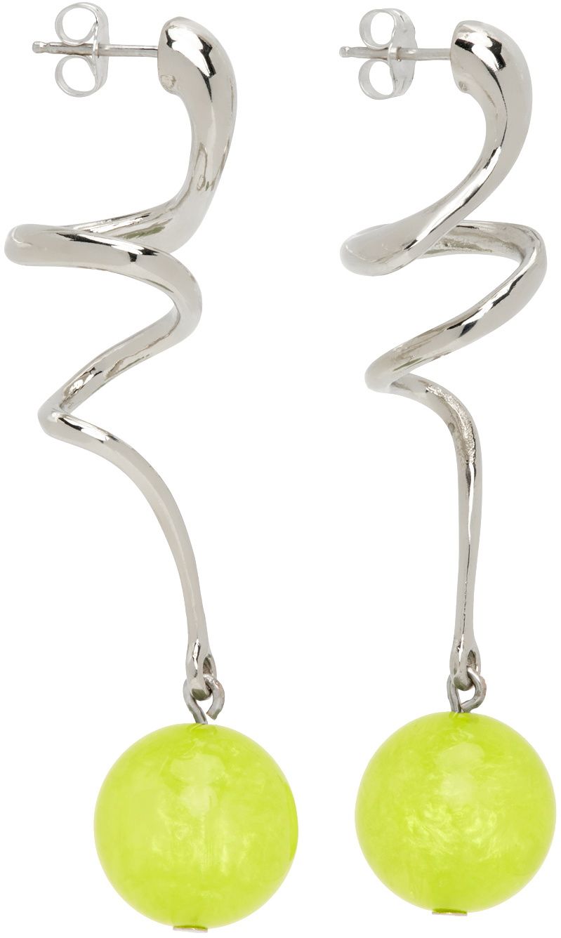 Mondo Mondo White Bronze & Green Martini Earrings