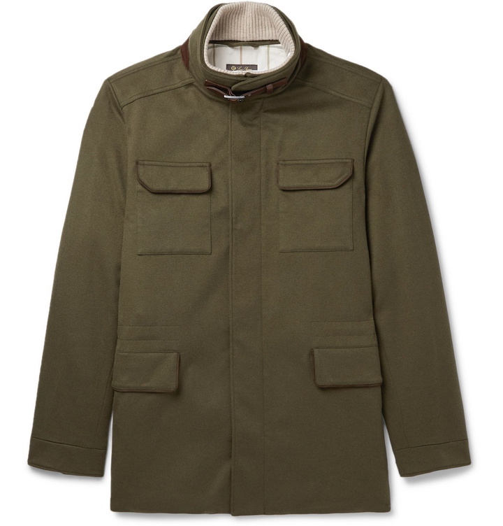 Photo: Loro Piana - Suede- and Leather-Trimmed Storm System® Cashmere-Blend Field Jacket - Green