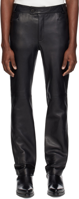 Photo: Ernest W. Baker Black Straight-Fit Leather Pants