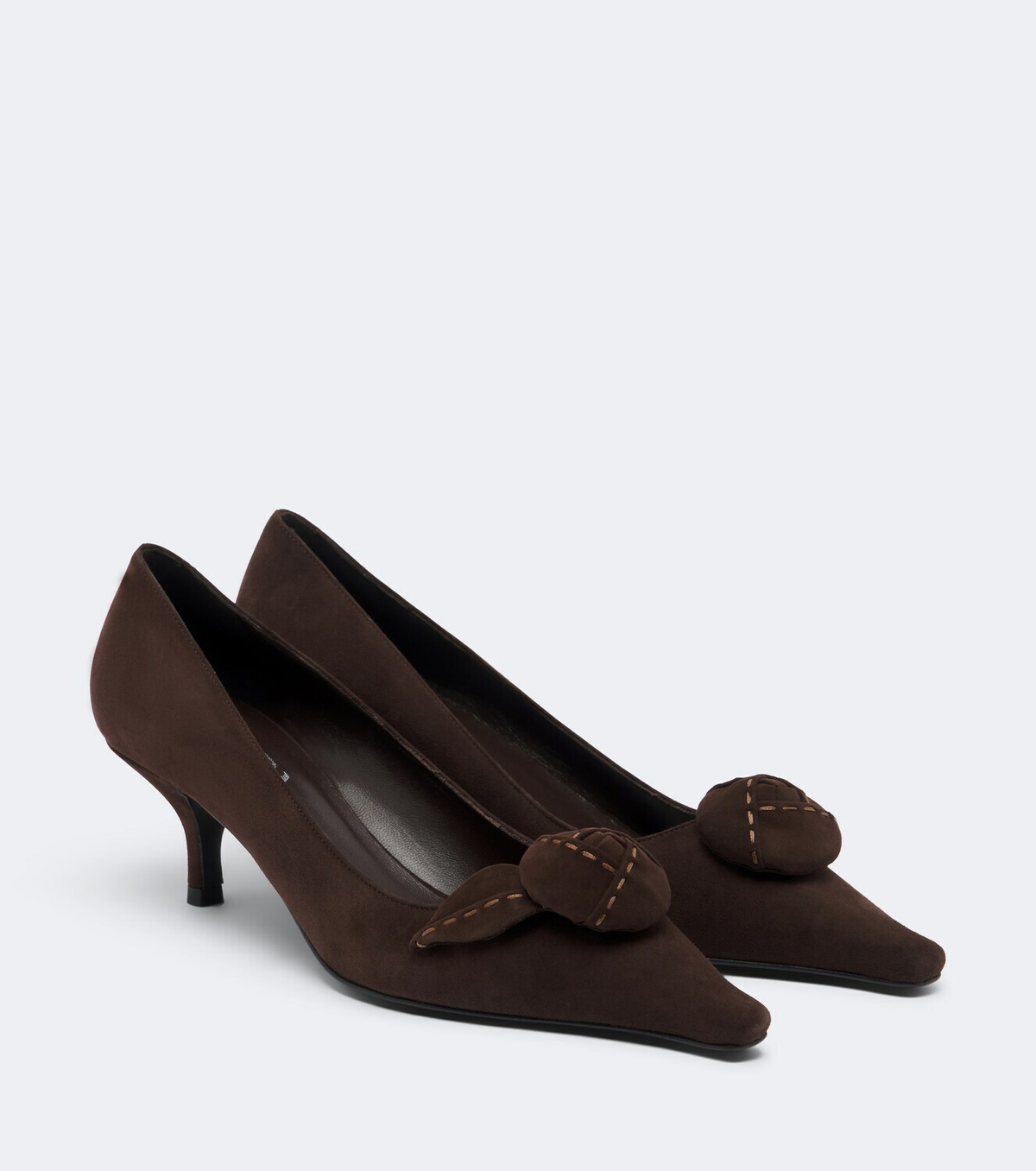 Prada Floral-appliqué suede pumps