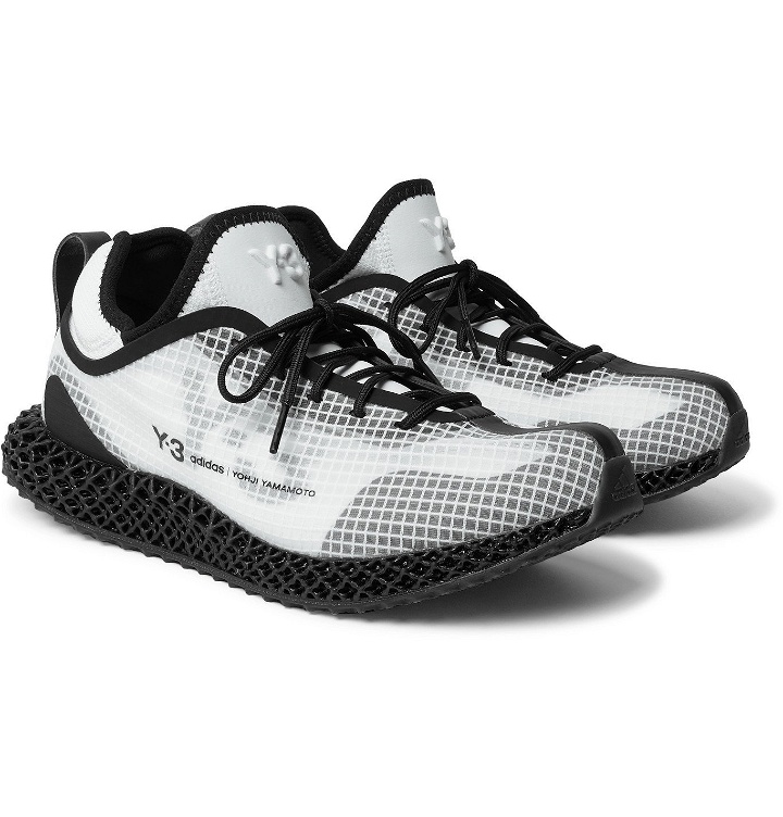 Photo: Y-3 - Runner 4D IO Leather and Neoprene-Trimmed Ripstop and Primeknit Sneakers - White