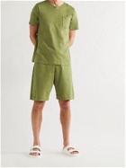 OLIVER SPENCER LOUNGEWEAR - York Supima Cotton-Jersey Drawstring Shorts - Green