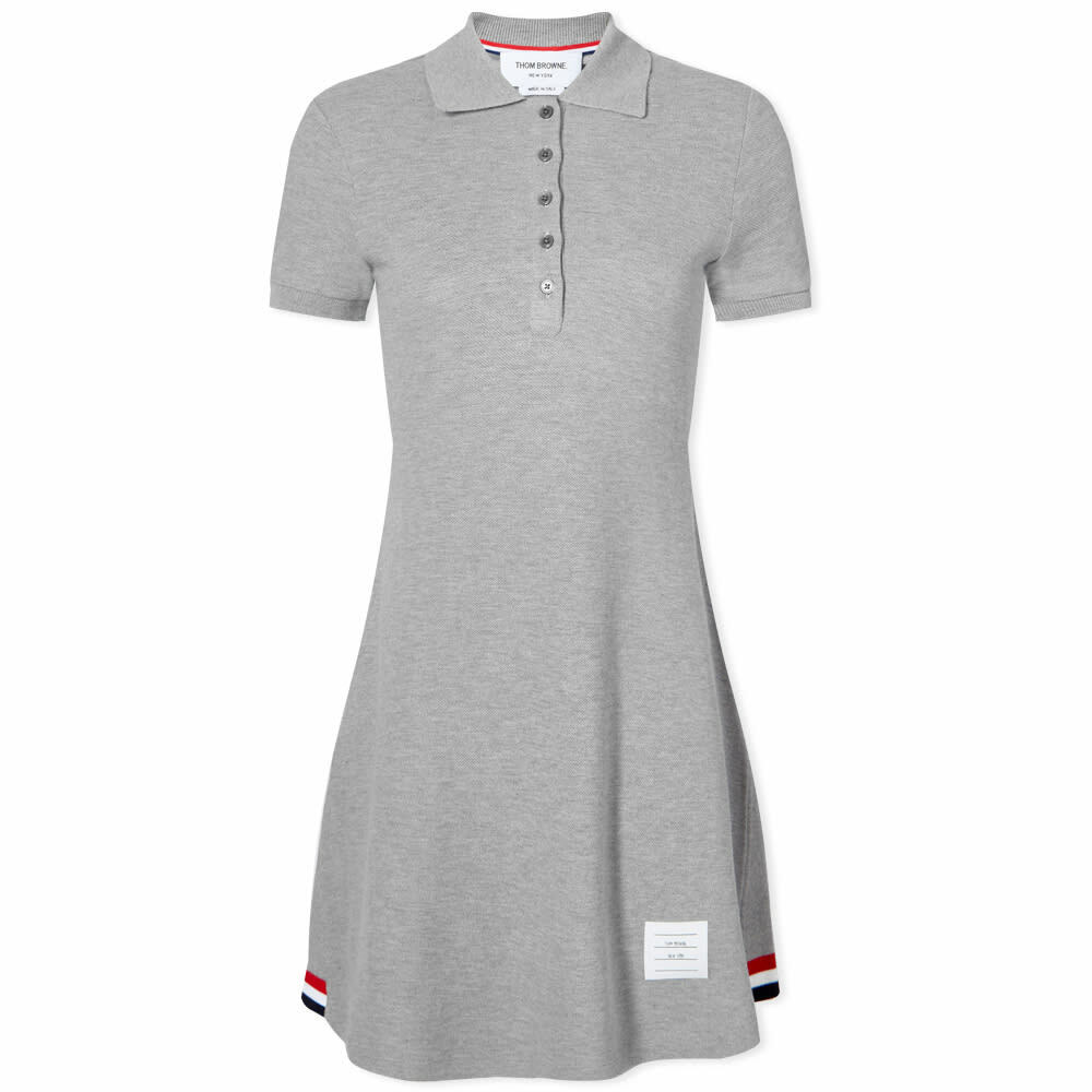 ★THOM BROWNE★ Pique Lip Gusset Tennis Dress Light Grey FJD Thom Browne Women's Flared Tennis RWB Stripe Pique Mini