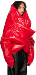 Sia Arnika Red Oversized Collar Puffer Jacket