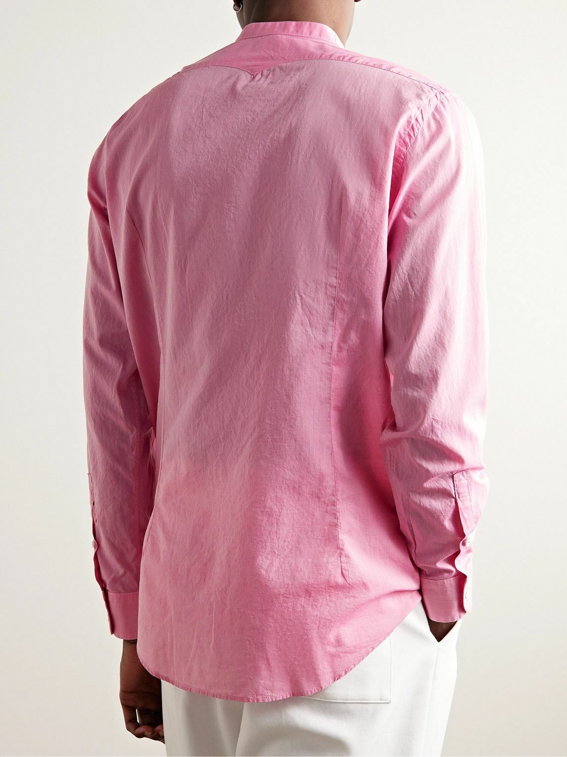 Massimo Alba - Noto2 Grandad-Collar Washed Cotton-Muslin Shirt - Pink