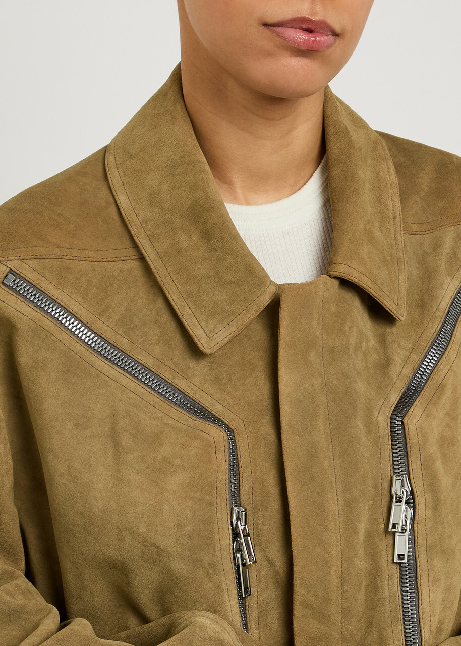 Rick Owens Heizer Suede Jacket Brown