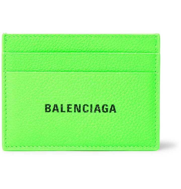 Photo: BALENCIAGA - Logo-Print Full-Grain Leather Cardholder - Green