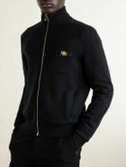 Versace - Embellished Cotton-Blend Zip-Up Sweater - Black