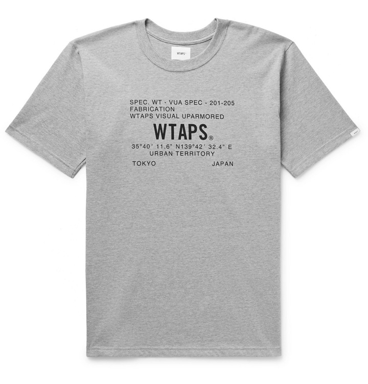 Photo: WTAPS - Logo-Print Mélange Cotton-Jersey T-Shirt - Gray