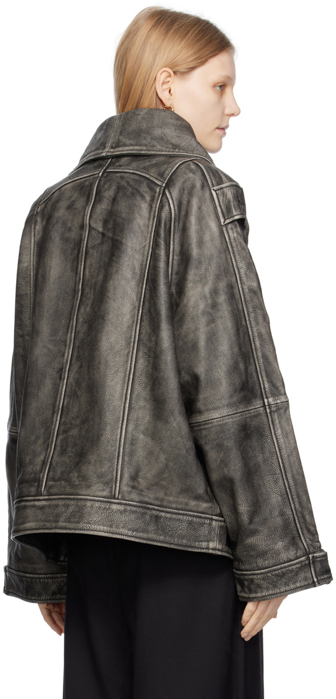REMAIN Birger Christensen Black Oversized Leather Jacket