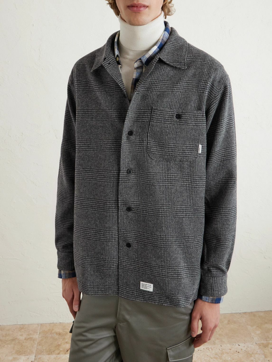 WTAPS - Crumb Houndstooth Flannel Shirt - Gray