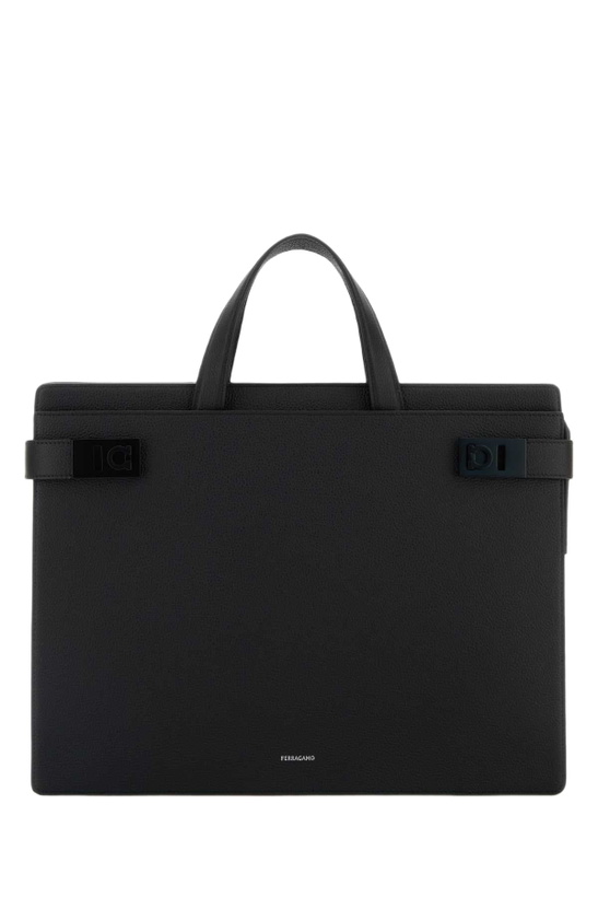 Photo: Ferragamo Black Leather Twins Briefcase