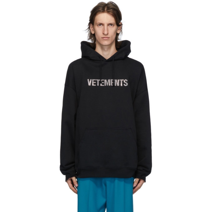 Photo: VETEMENTS Black Logo Rhinestone Hoodie