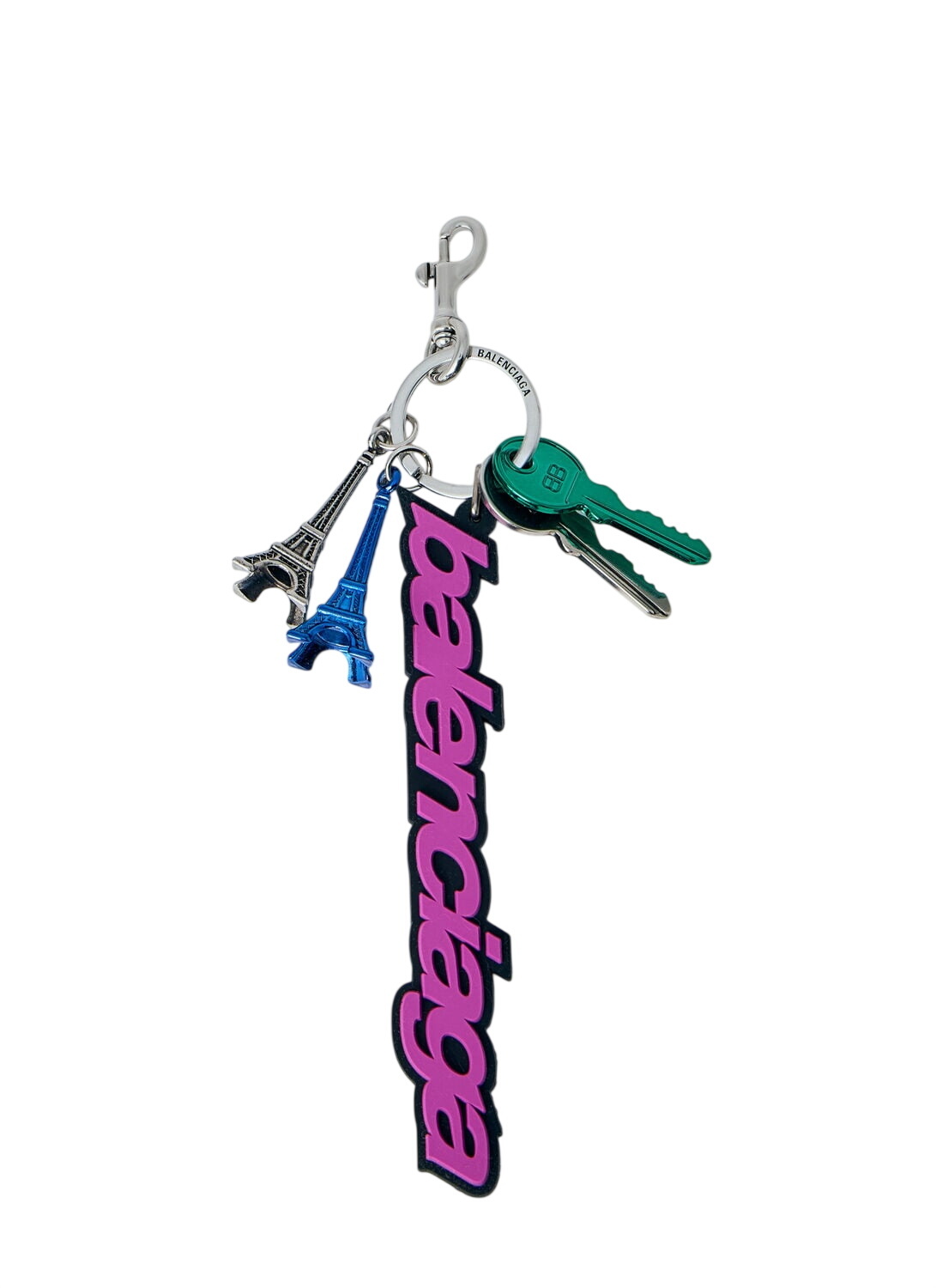 キーホルダー BALENCIAGA Typo l Key ring silver Balenciaga Silver Typo Keychain Balenciaga
