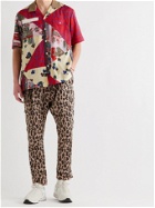 SACAI - Tapered Belted Leopard-Print Woven Trousers - Neutrals