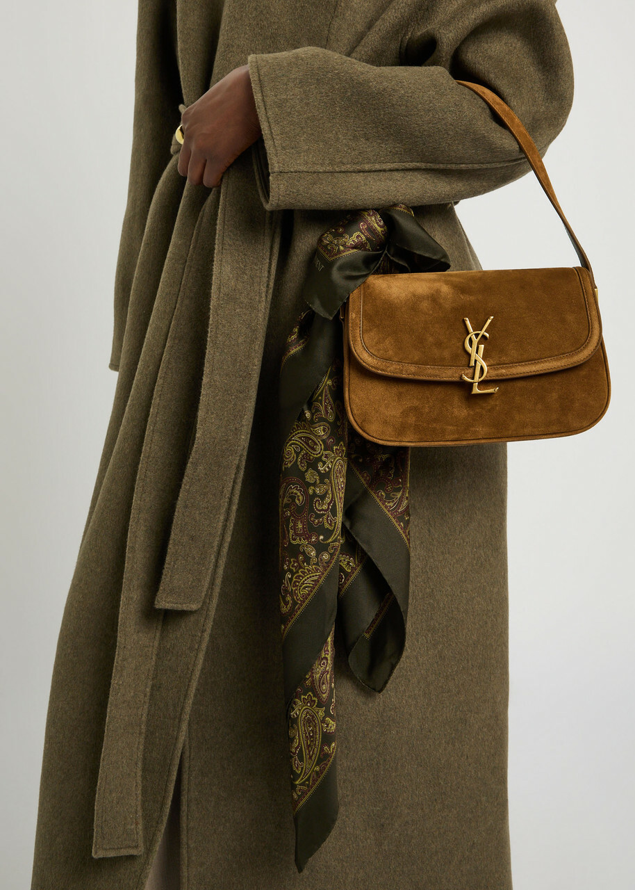 Saint Laurent Solferino Suede Shoulder bag - Brown - One Size