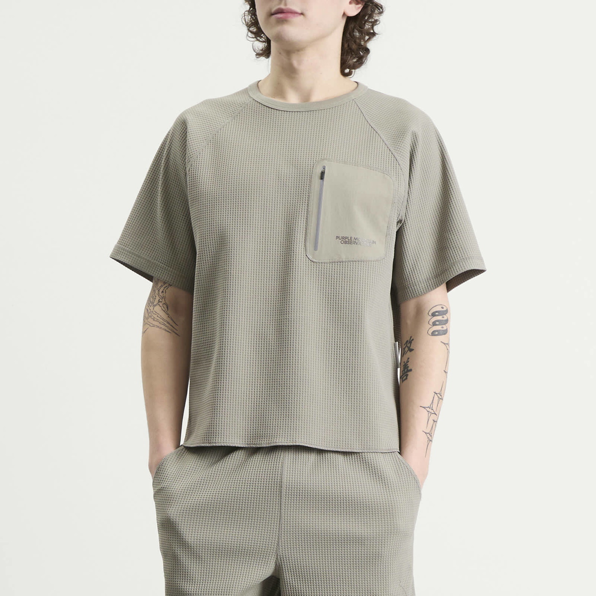 Purple Mountain Observatory Men's Waffle T-Shirt in Concrete