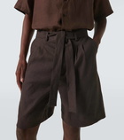 Commas Linen-blend Bermuda shorts