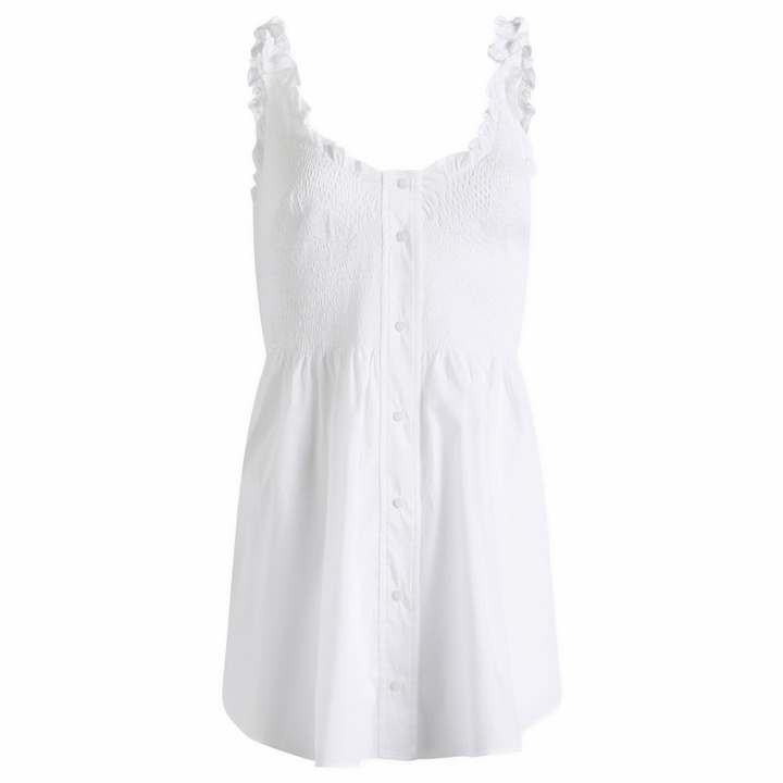 Photo: SKIMS Women's Garment Washed Poplin Mini Dress in Snow