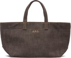A.P.C. Brown 'Le Drummer' Toile Small Tote