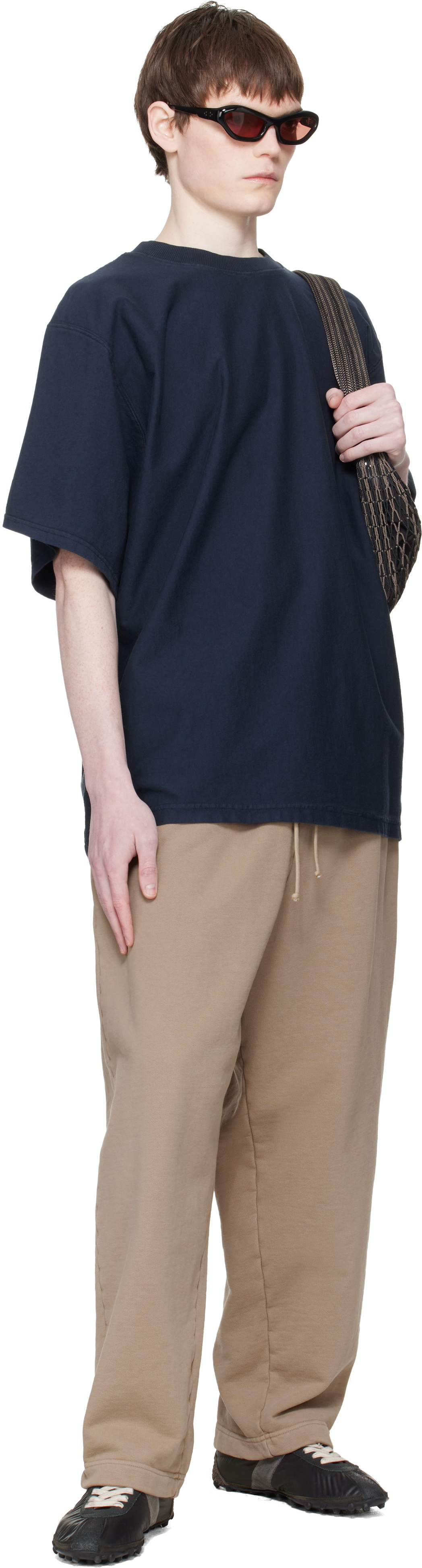 Hed Mayner Navy Embroidered-Logo T-shirt