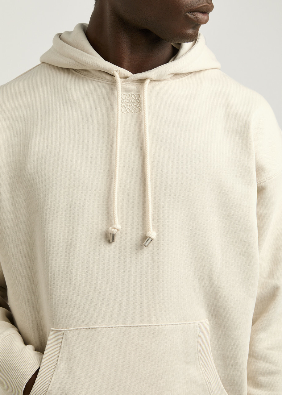 Loewe Anagram Hooded Cotton Sweatshirt Cream